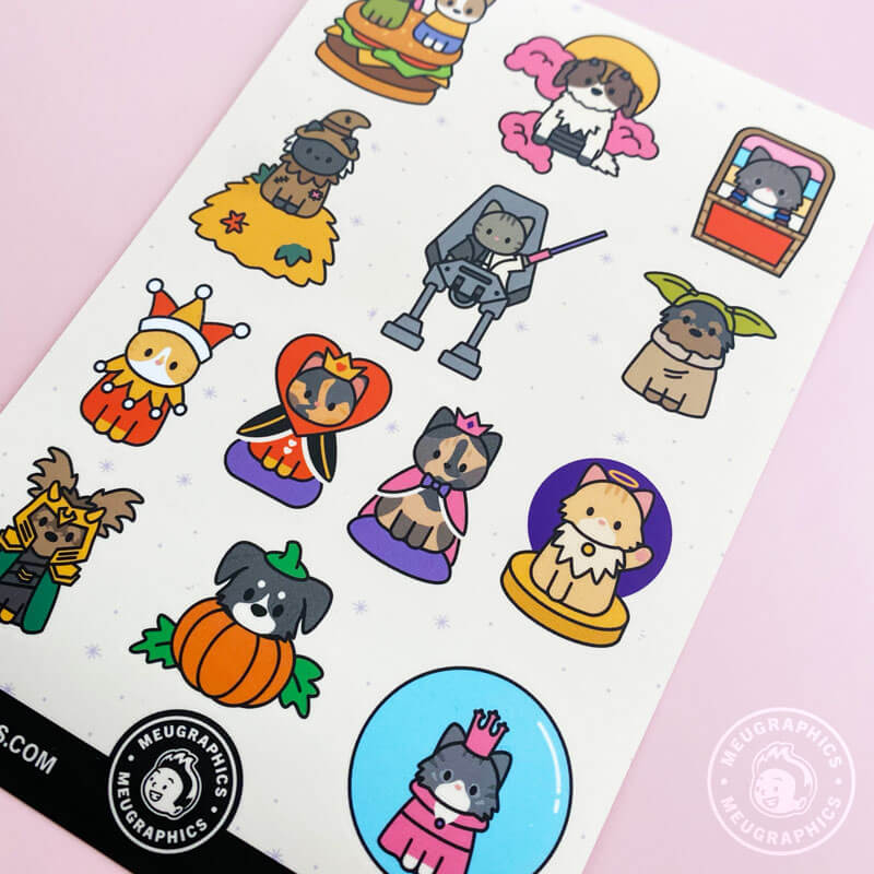 Black and White Halloween stickers - matte vinyl sticker sheet – Moonlume