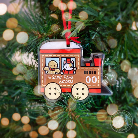 Santa Paws Express Train Acrylic Ornament