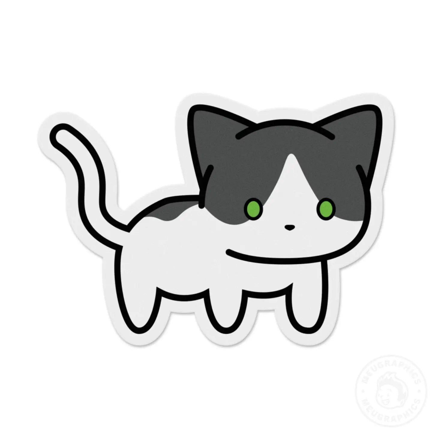 Gray and White Cat Vinyl Sticker