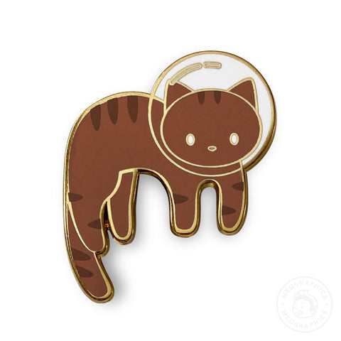 Brown Tabby Space Cat Enamel Pin