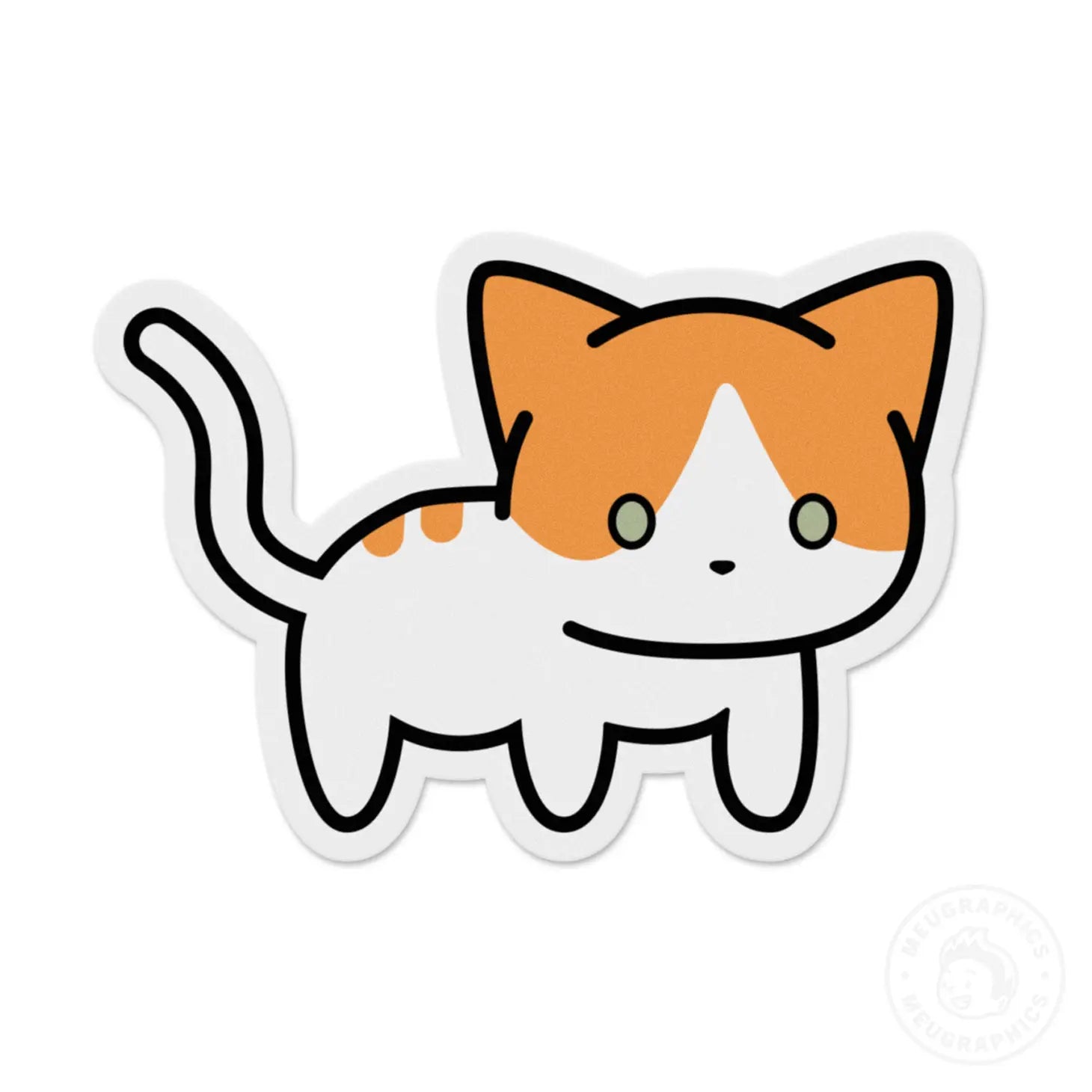 Orange and White Cat Vinyl Sticker