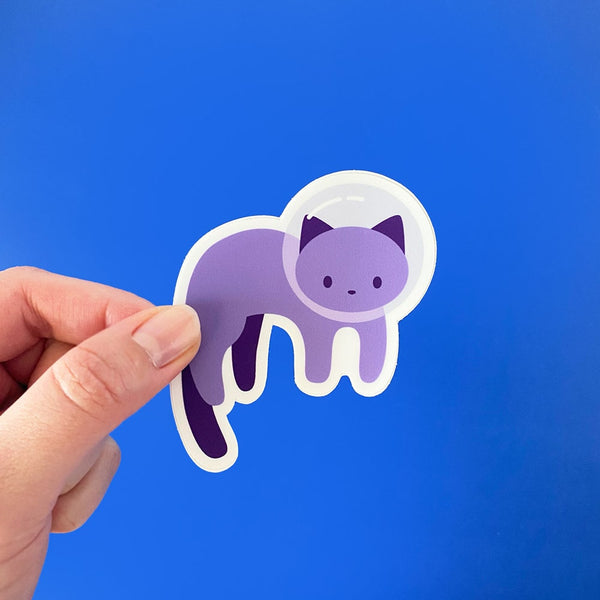 Purple Space Cat Vinyl Sticker