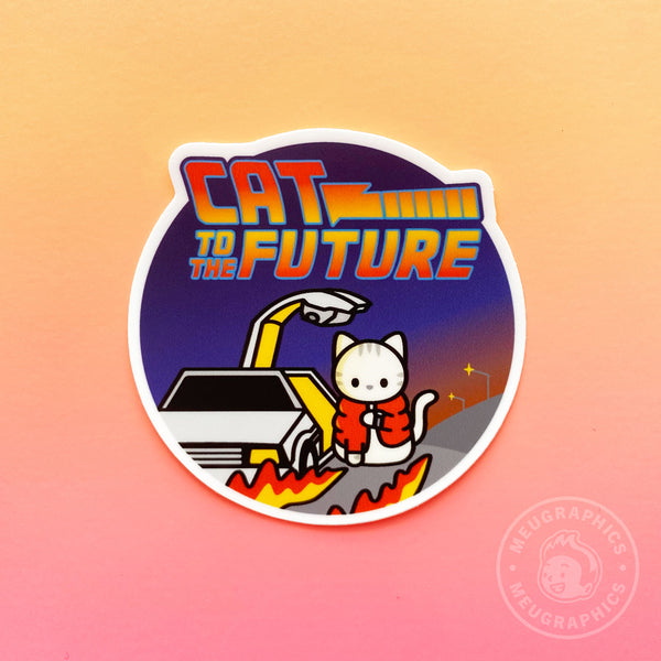 Cat to the Future Vinyl Sticker