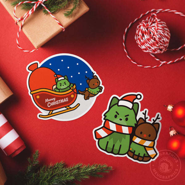 Grinchmas Cats Christmas Sleigh Vinyl Sticker