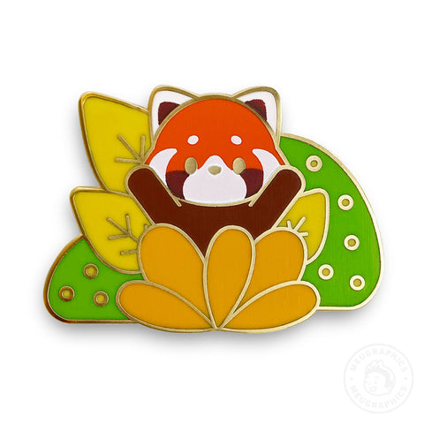 Red Panda Enamel Pin - Green Forest