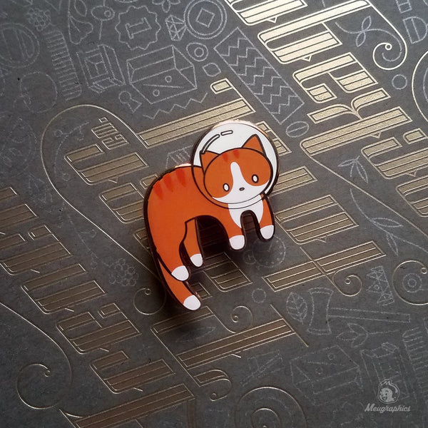 Dark Orange Tabby Space Cat Enamel Pin