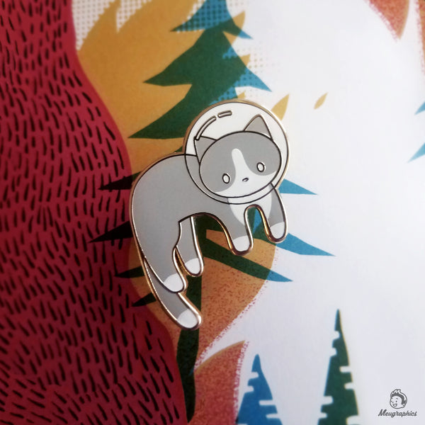 SECONDS Gray Tuxedo Cat Enamel Pin