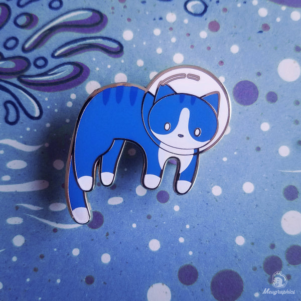 Blue Tabby Space Cat Enamel Pin