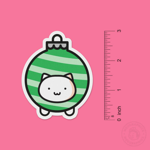 Green Cat Ornament Vinyl Sticker