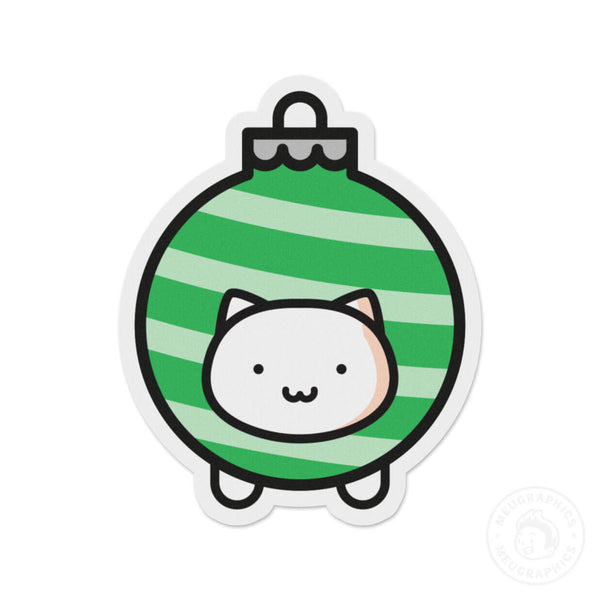 Green Cat Ornament Vinyl Sticker