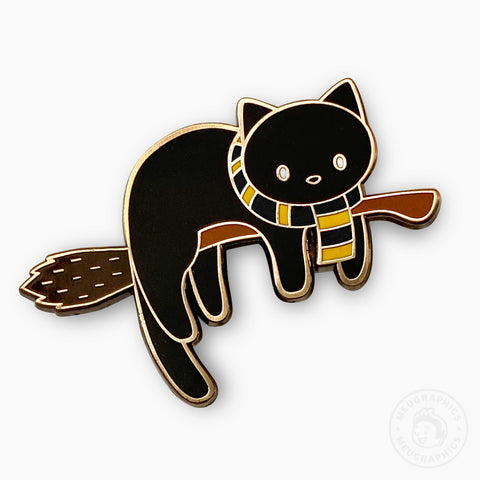 Magical Flying Cats Hufflepuff Enamel Pin