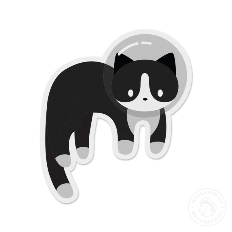 Tuxedo Space Cat Vinyl Sticker – Meugraphics