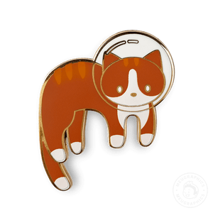 Dark Orange Tabby Space Cat Enamel Pin
