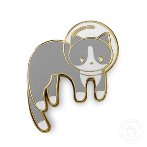 SECONDS Gray Tuxedo Cat Enamel Pin